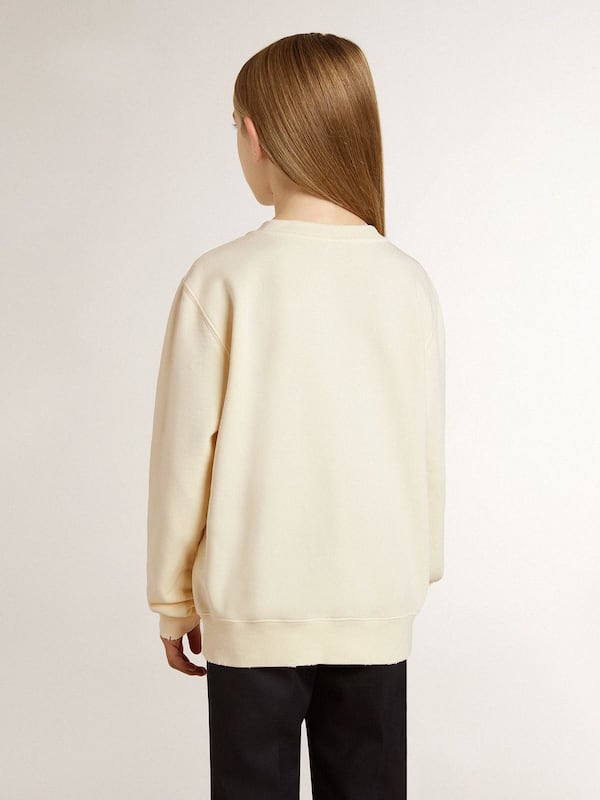Golden Goose - Girls’ cream-colored sweatshirt with patch writing in 