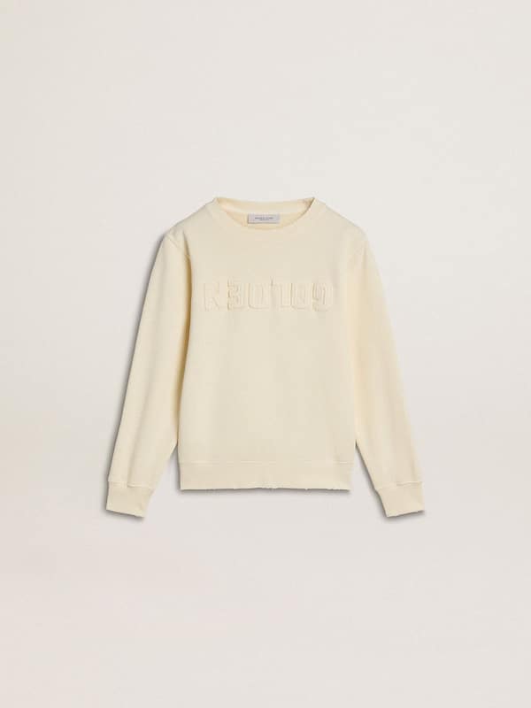 Golden Goose - Girls’ cream-colored sweatshirt with patch writing in 