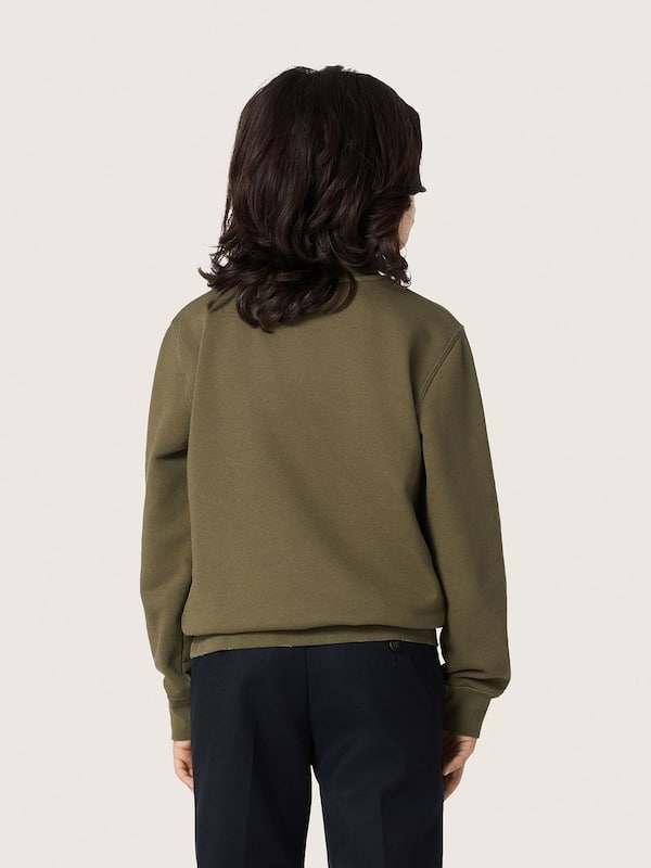 Golden Goose - Golden unisex sweatshirt in military-green cotton with reversed logo in 