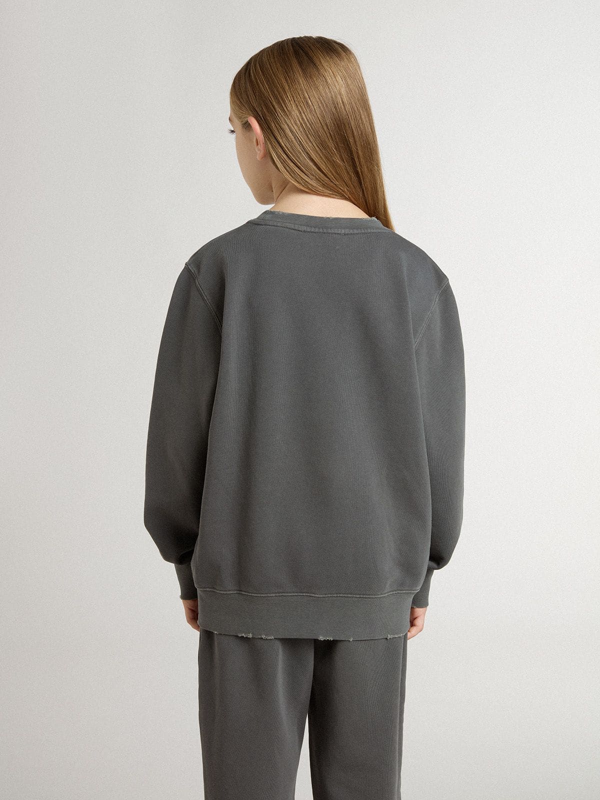 Golden Goose - Sudadera infantil gris con logotipo en relieve in 