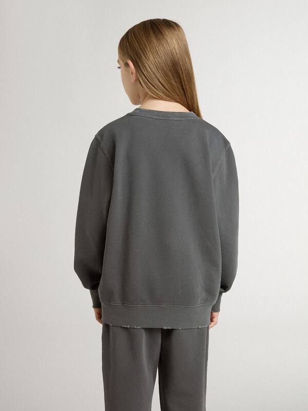 Golden Goose - Kids’ gray sweatshirt with raised logo in 
