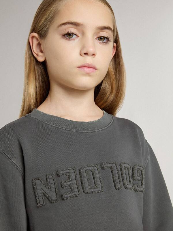 Golden Goose - Kids’ gray sweatshirt with raised logo in 