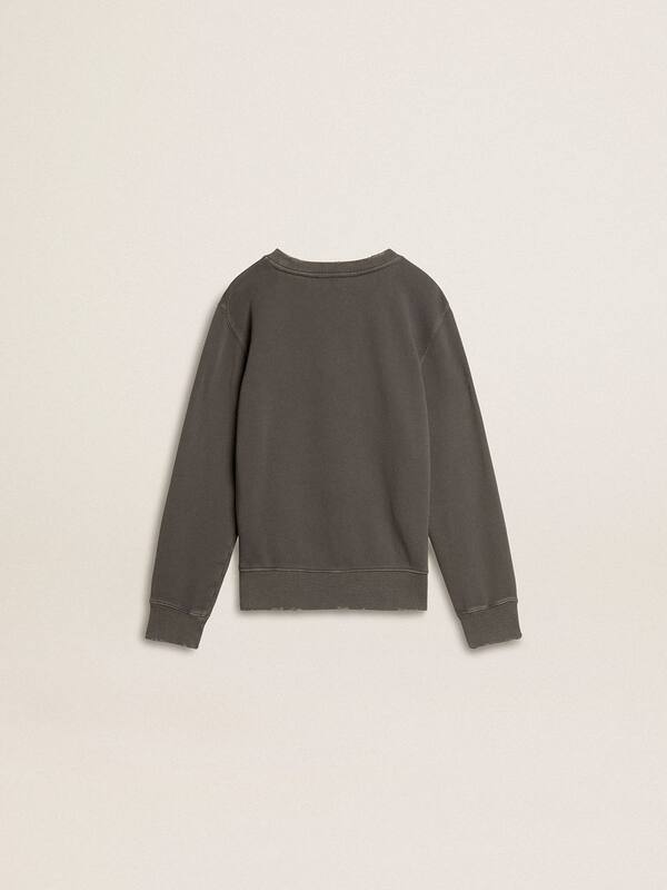 Golden Goose - Kids’ gray sweatshirt with raised logo in 