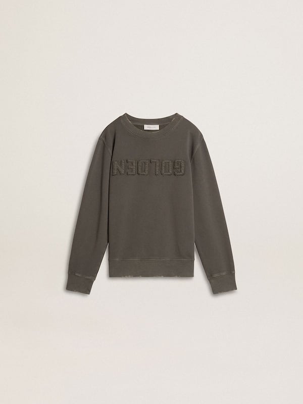 Golden Goose - Kids’ gray sweatshirt with raised logo in 