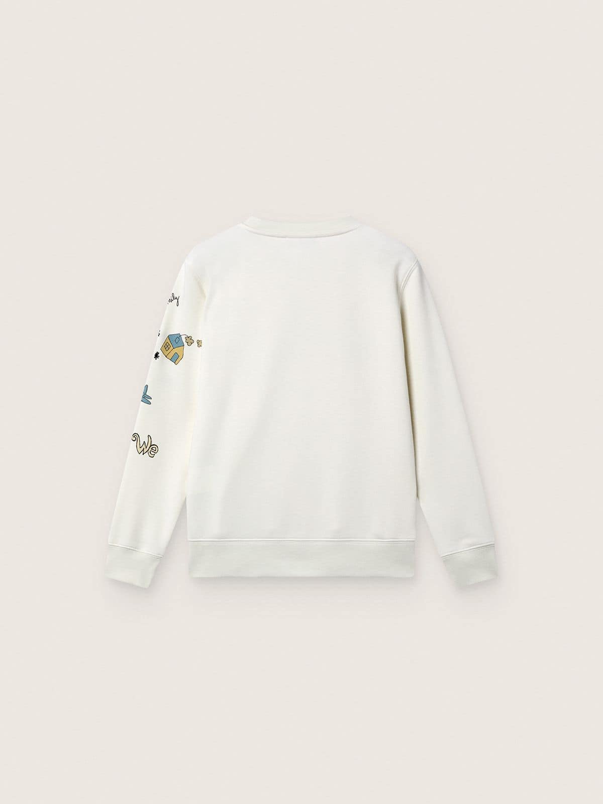 Felpa Unisex Journey in misto cotone bianco con stampa doodle