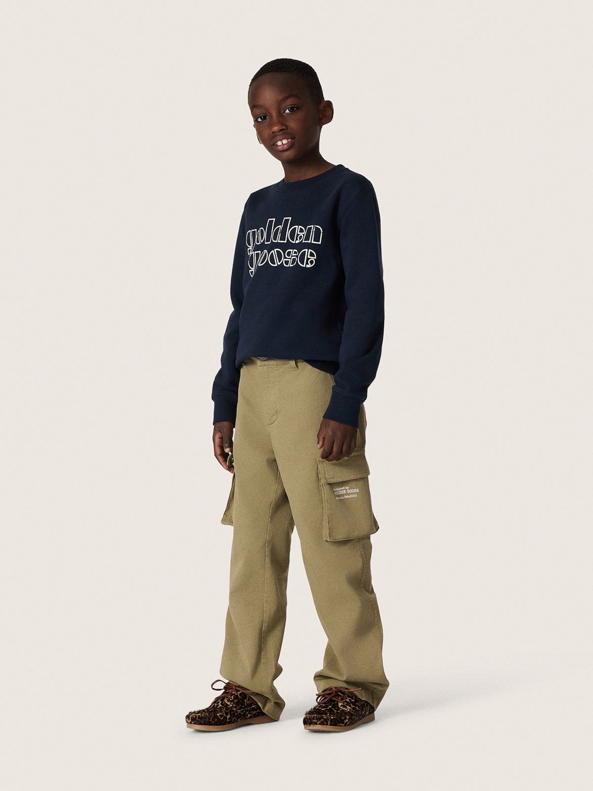 Golden Goose - Journey boys’ sweatshirt in blue cotton blend with a contrasting logo in 