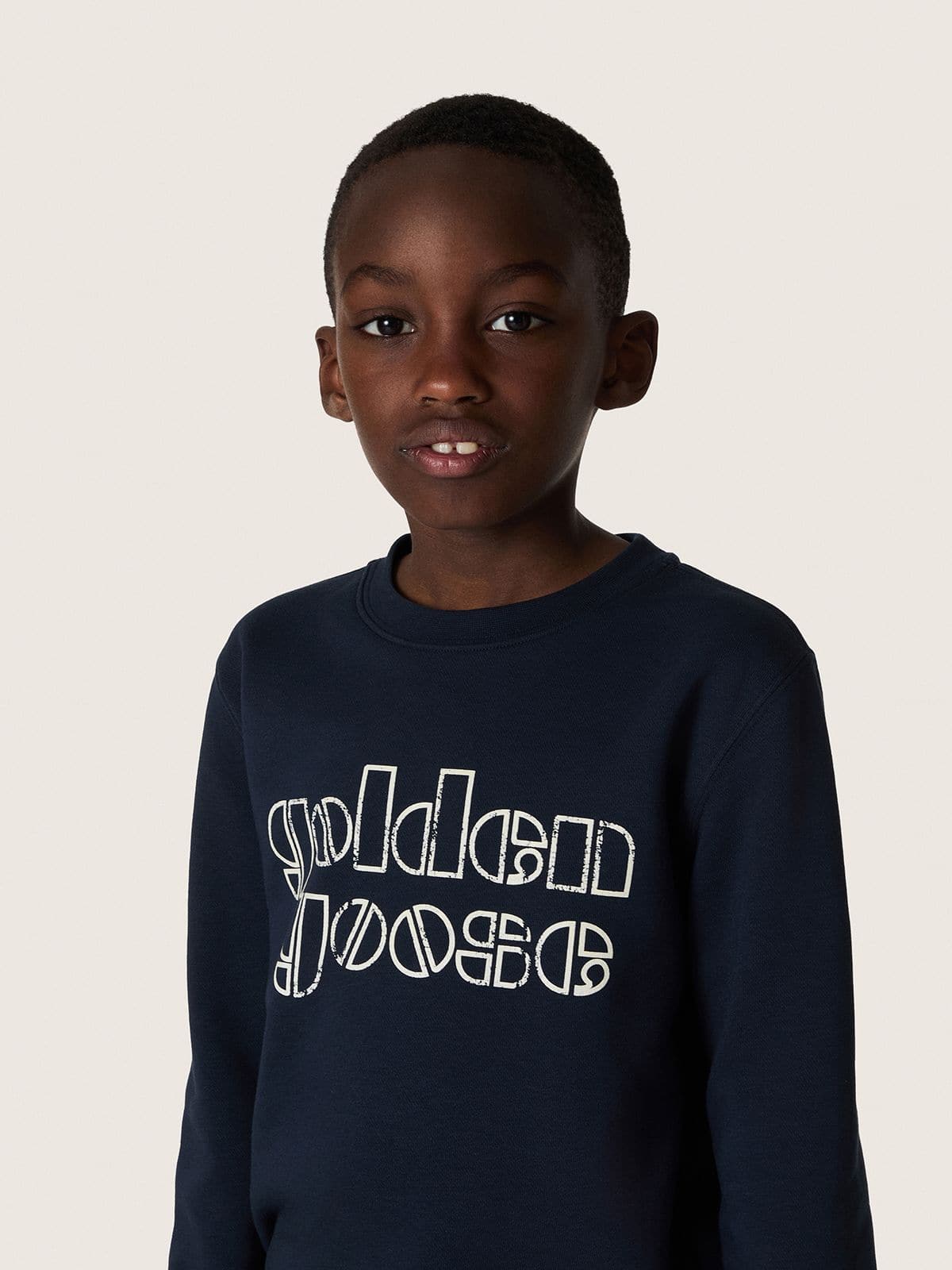 Golden Goose - Journey boys’ sweatshirt in blue cotton blend with a contrasting logo in 