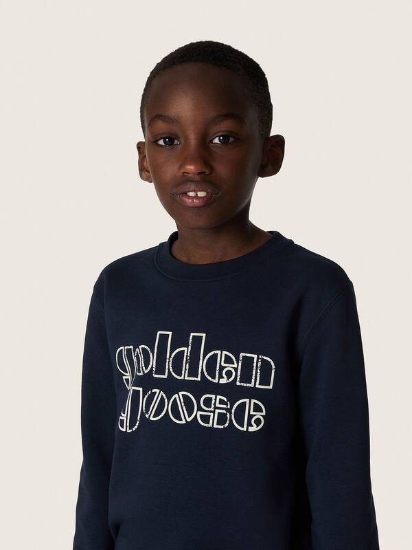 Golden Goose - Journey boys’ sweatshirt in blue cotton blend with a contrasting logo in 