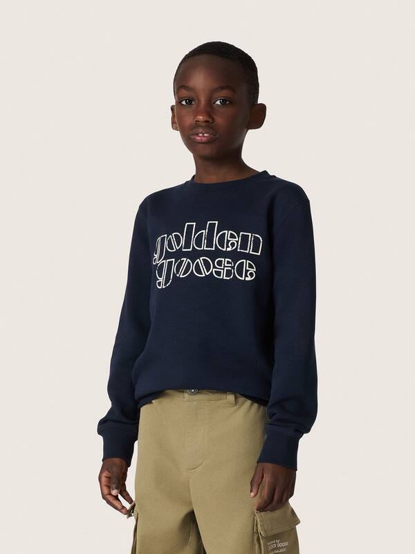 Golden Goose - Journey boys’ sweatshirt in blue cotton blend with a contrasting logo in 