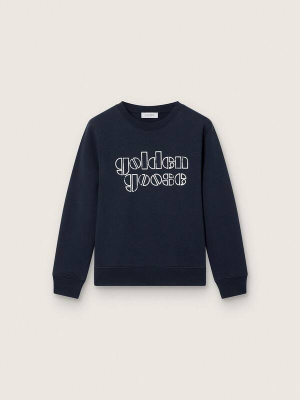 Golden Goose - Journey boys’ sweatshirt in blue cotton blend with a contrasting logo in 
