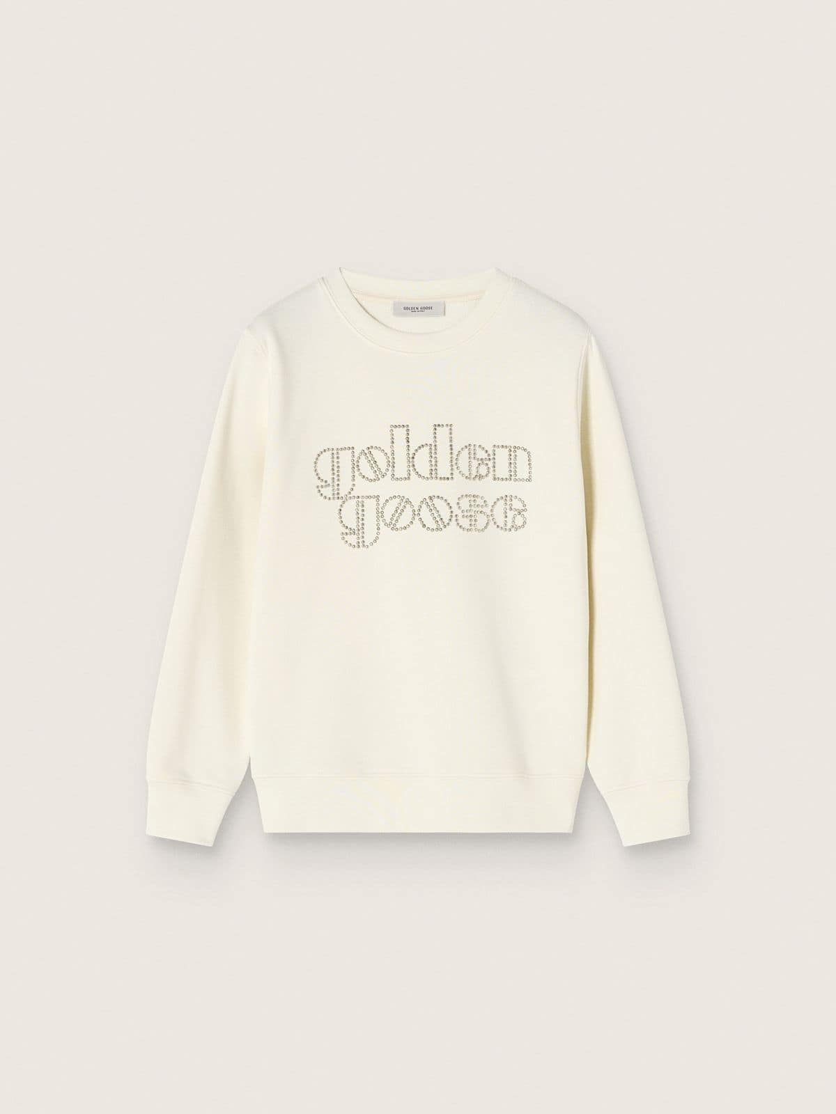Sweat-shirt ras-du-cou fille en coton avec logo et cabochons