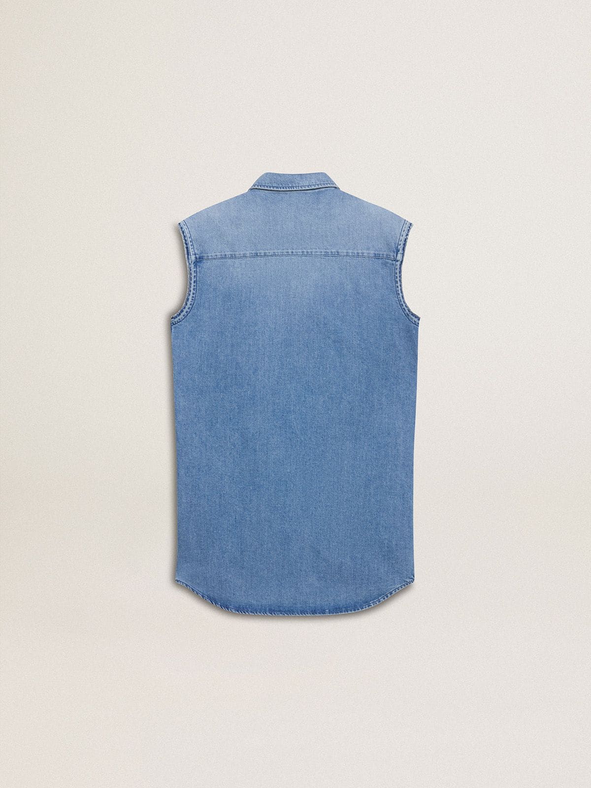 Golden Goose - Girls' denim dress with front knot and embroidery in 