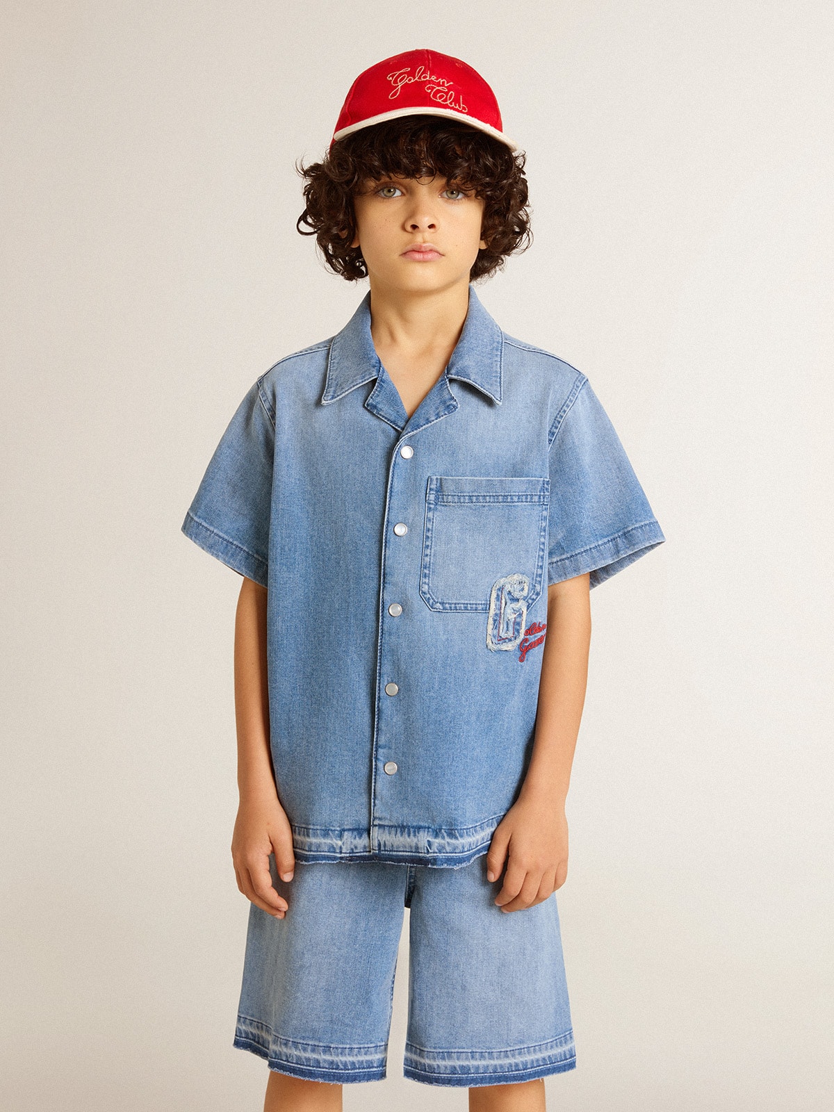 Golden Goose - Short en denim pour enfant avec broderie à l’arrière in 