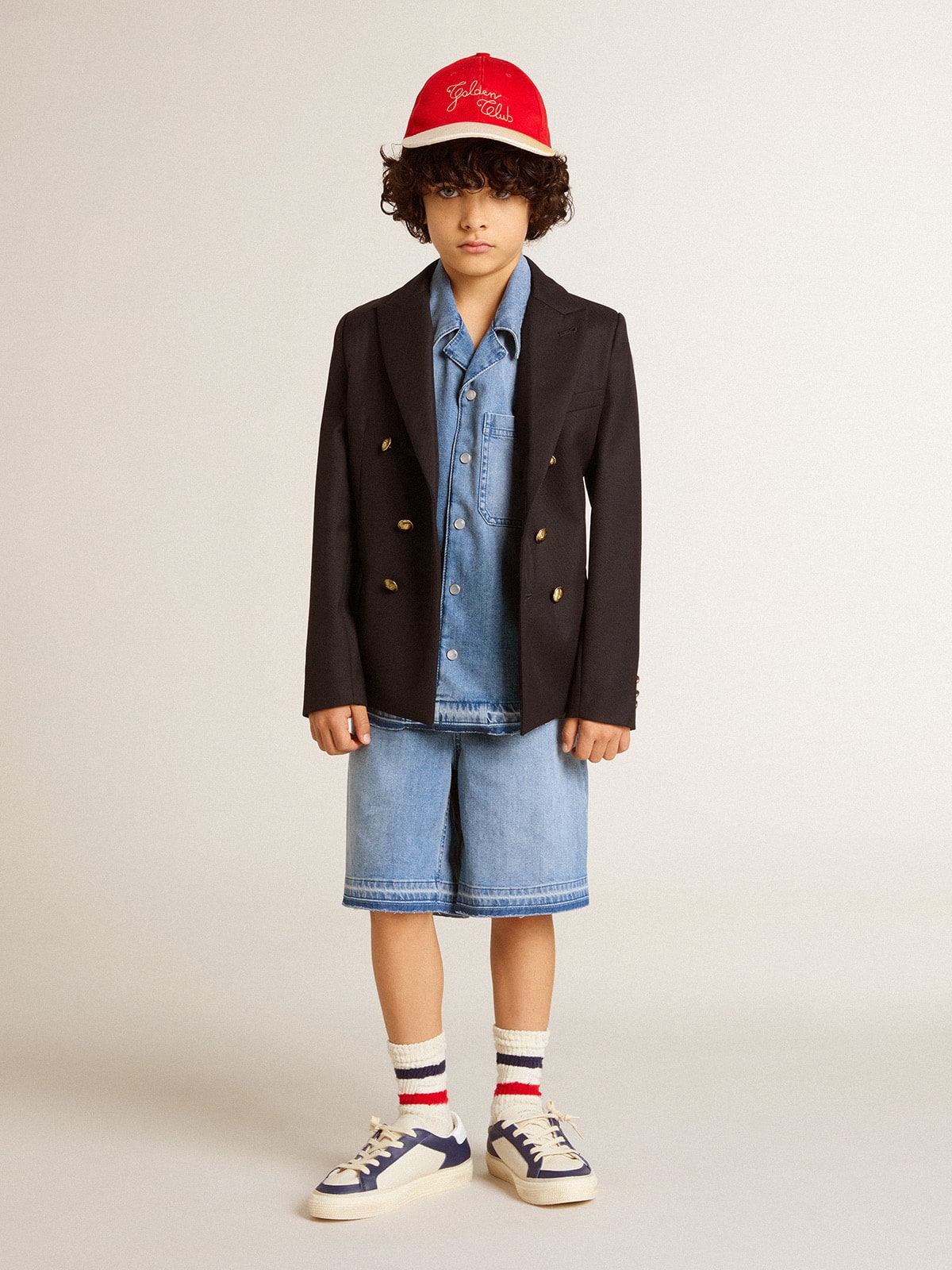 Golden Goose - Short en denim pour enfant avec broderie à l’arrière in 