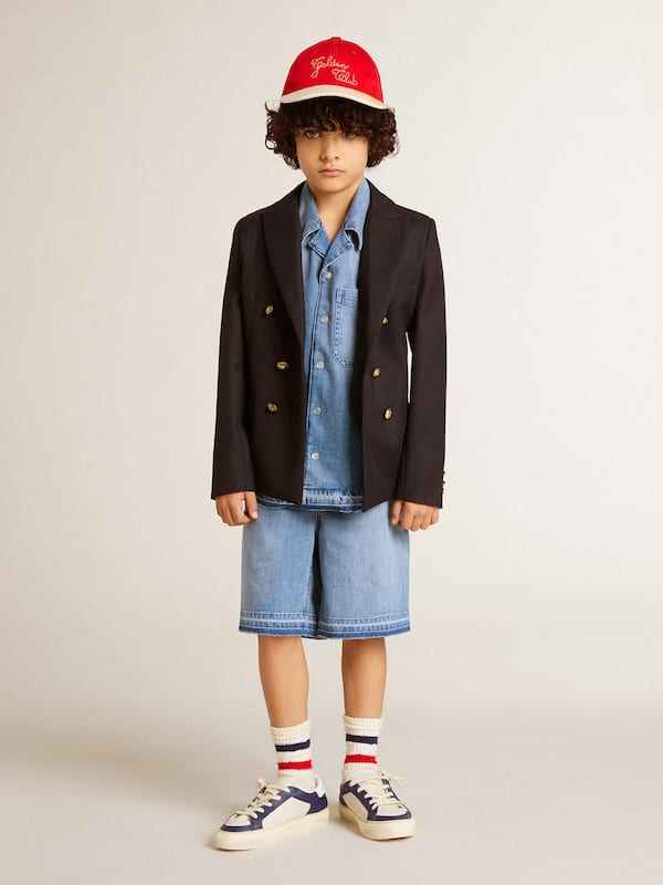 Golden Goose - Kids’ denim shorts with embroidery on the back in 