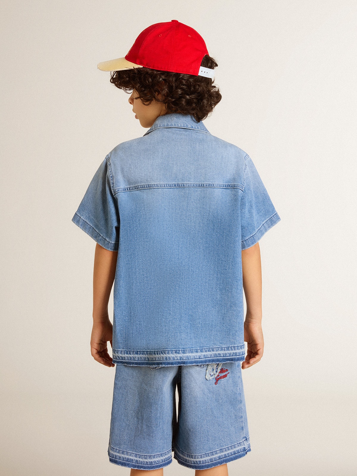 Golden Goose - Short en denim pour enfant avec broderie à l’arrière in 