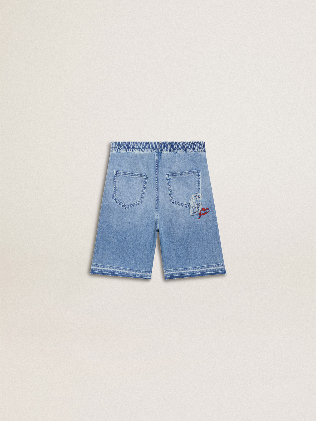 Golden Goose - Pantalón corto vaquero de niños con bordado en la espalda in