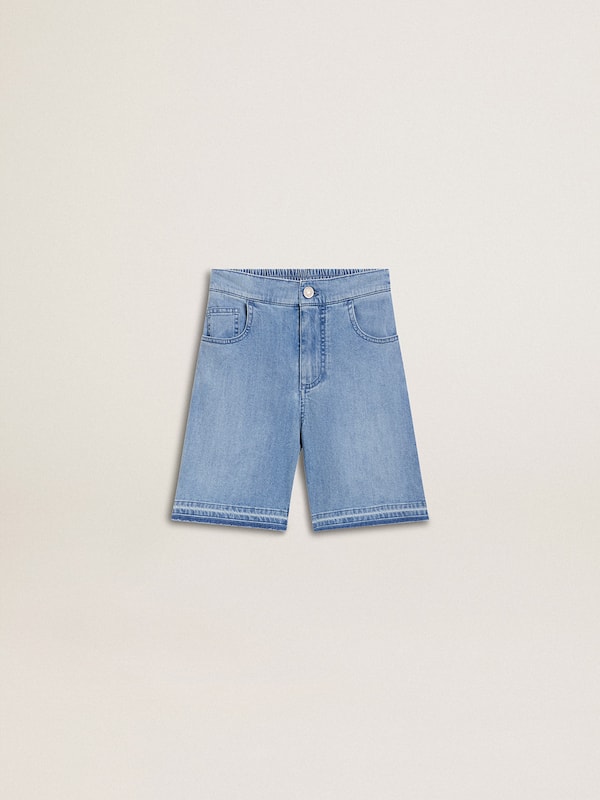 Golden Goose - Kids’ denim shorts with embroidery on the back in 