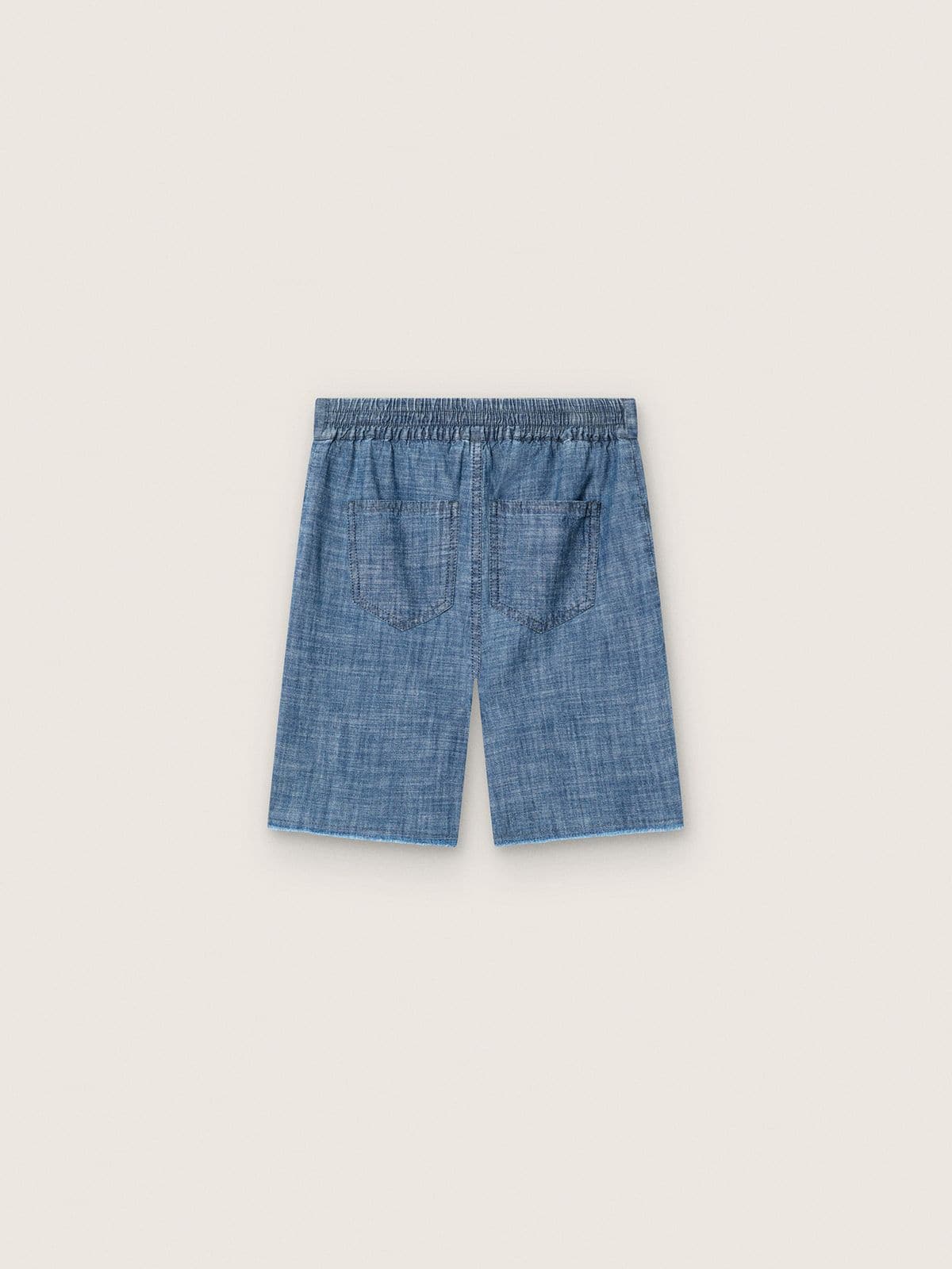 Short Unissex Journey de chambray de algod&atilde;o azul-claro com logo bordado
