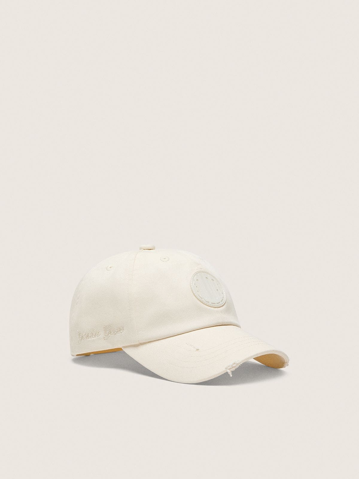 Golden Goose - Journey baseball cap in white cotton twill with patch and Golden Goose embroidery in 