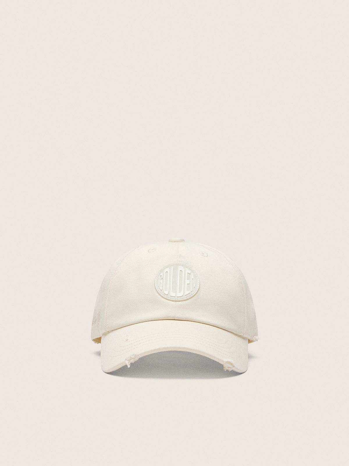 Golden Goose - Journey baseball cap in white cotton twill with patch and Golden Goose embroidery in 