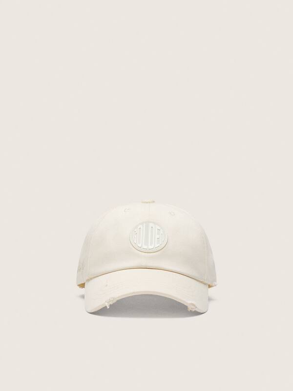 Golden Goose - Journey baseball cap in white cotton twill with patch and Golden Goose embroidery in 