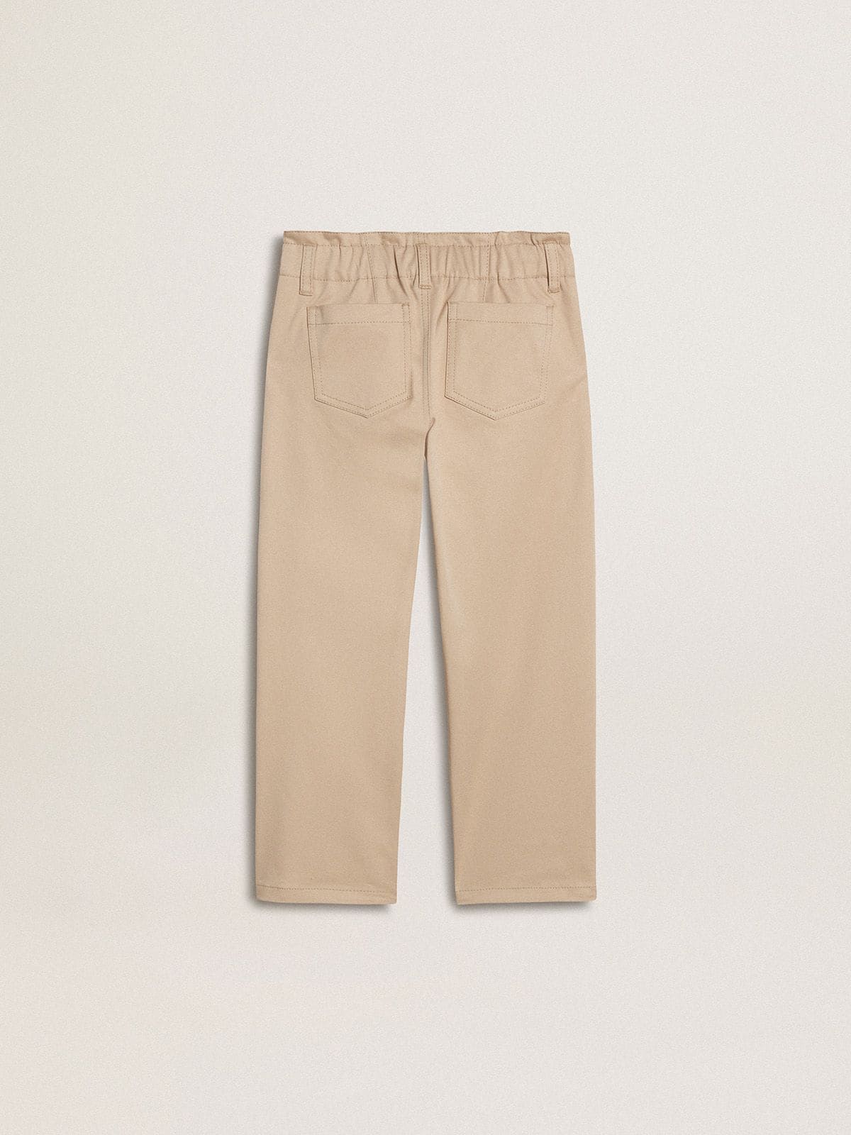 Golden Goose - Pantalón de algodón beige de niña con bordado in 