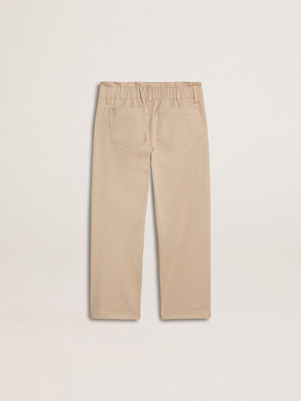 Golden Goose - Girls' beige cotton pants with embroidery  in 
