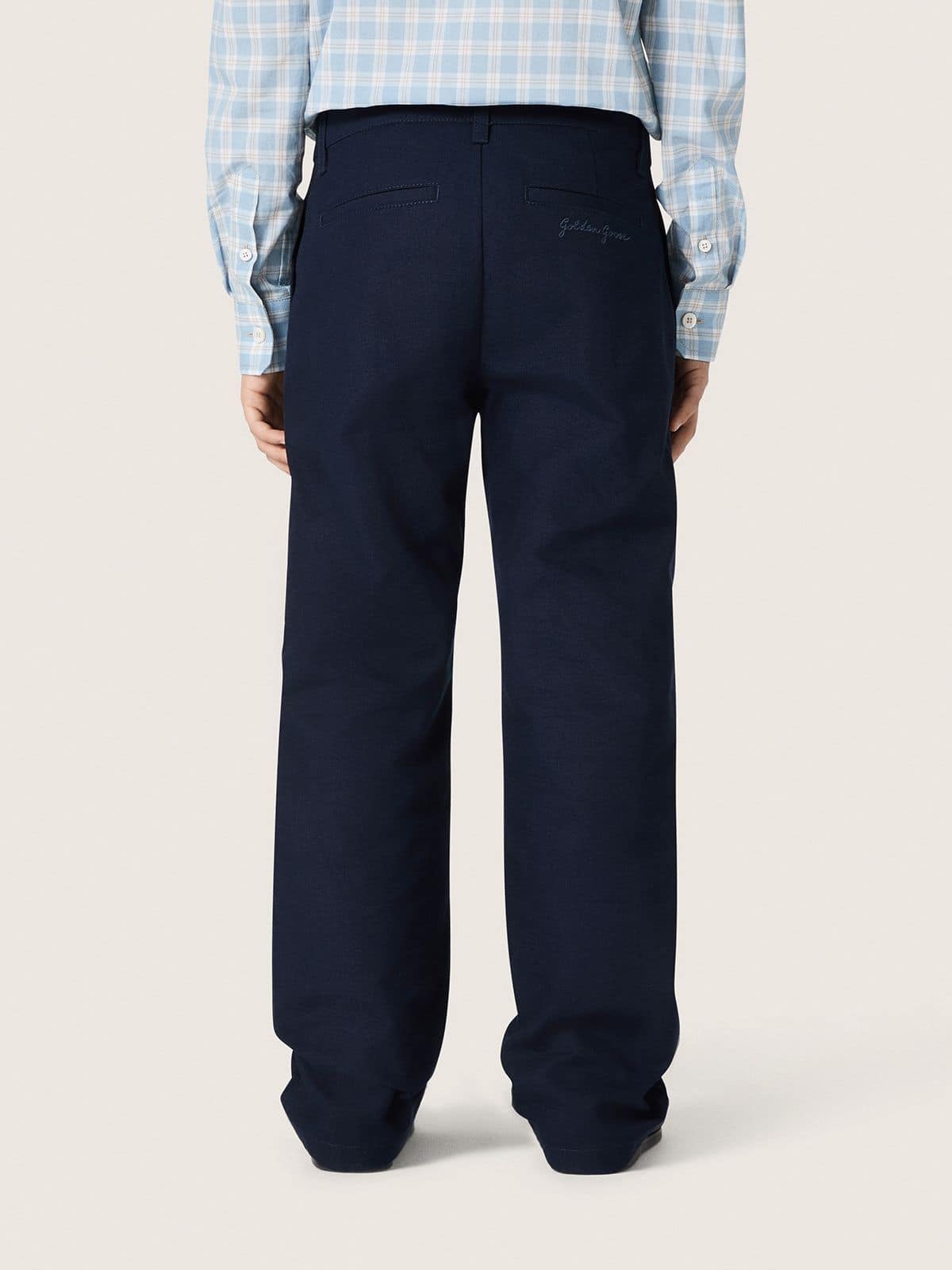 Golden Goose - Blaue Unisex-Chinohose Journey aus Baumwollcanvas mit Sticklogo in 