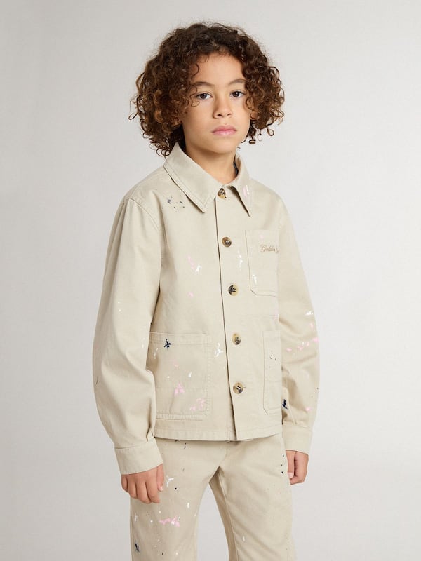 Golden Goose - Kids’ beige jacket with multicolor splashes in 