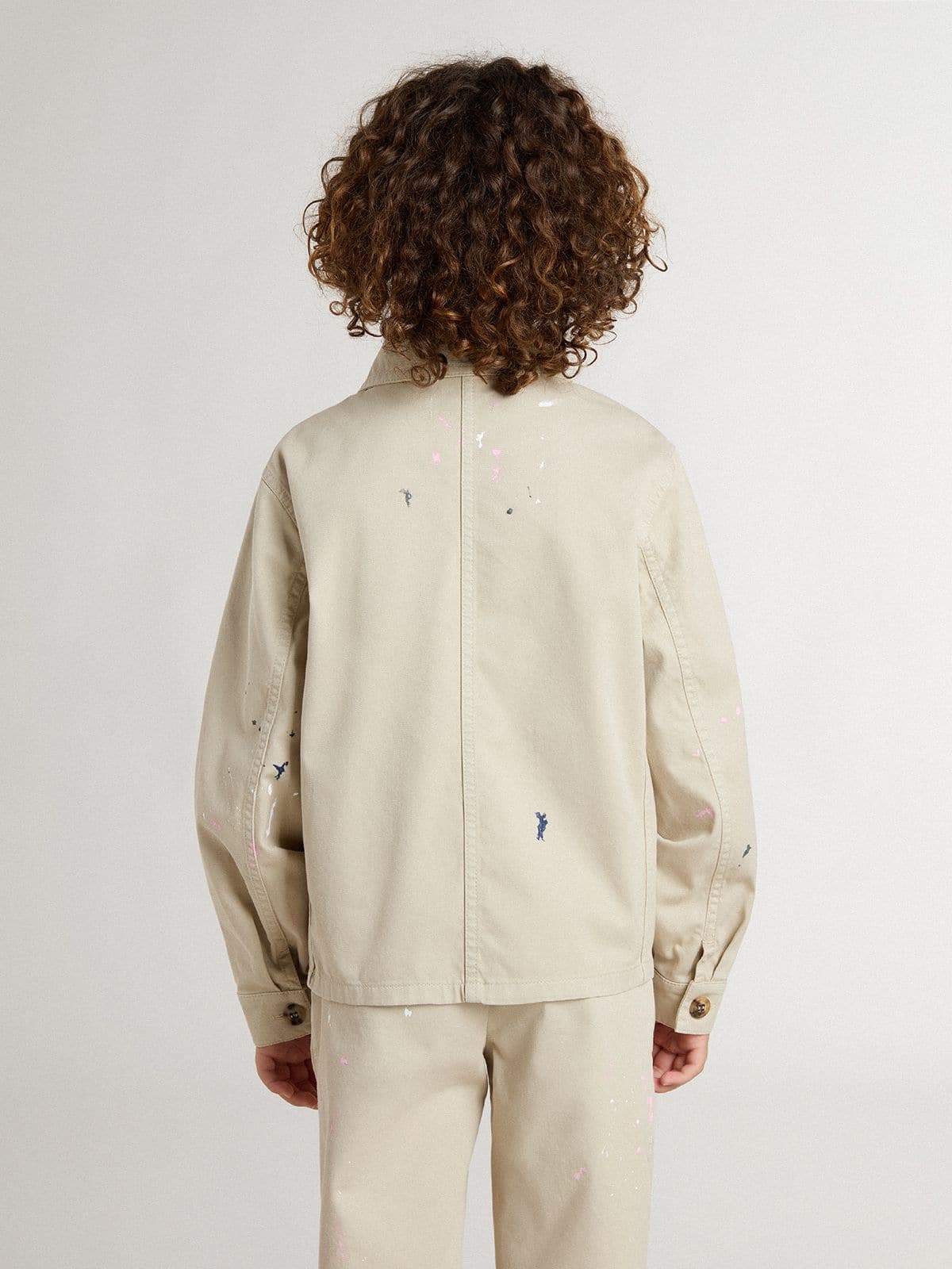 Golden Goose - Beigefarbene Kinderjacke mit bunten Sprenkeln in 