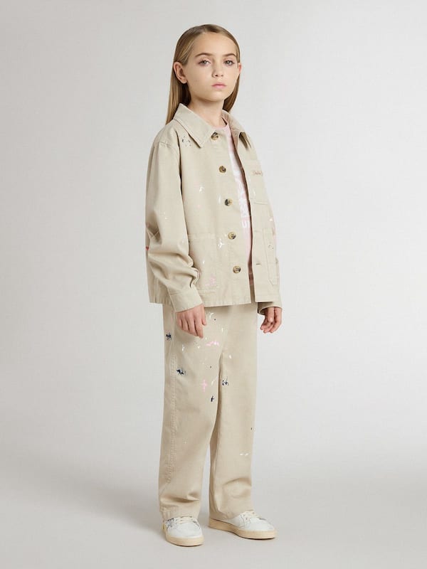 Golden Goose - Kids’ beige jacket with multicolor splashes in 
