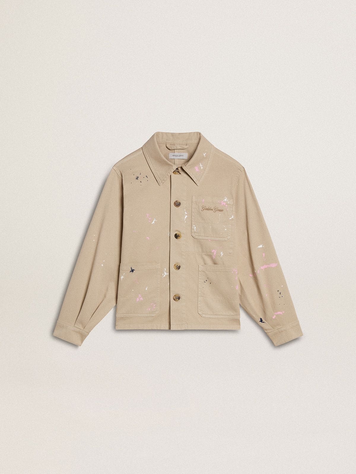 Golden Goose - Kids’ beige jacket with multicolor splashes in 