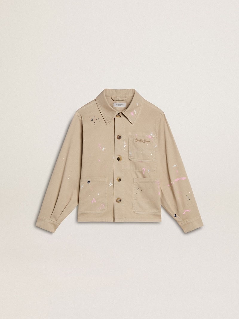 Kids’ beige jacket with multicolor splashes
