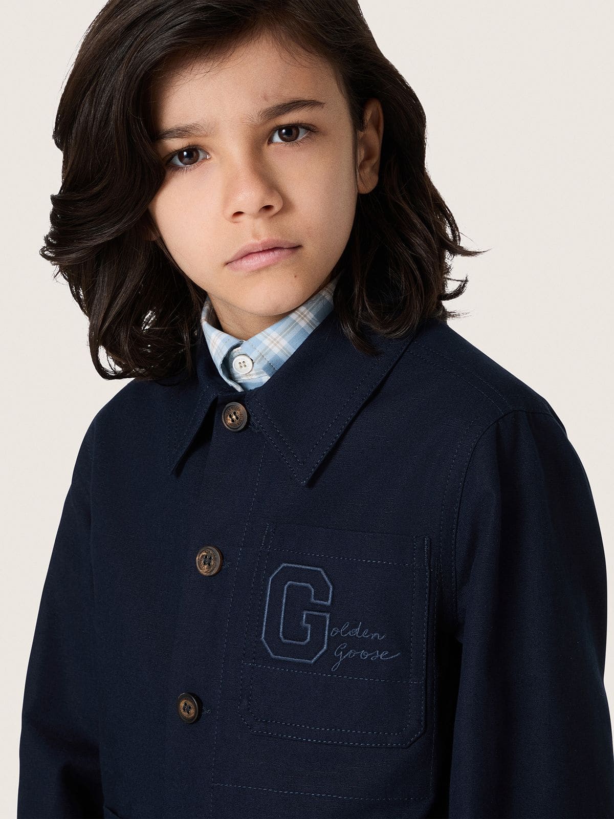 Golden Goose - Blaues Unisex-Hemd Journey aus Baumwollcanvas mit Sticklogo in 