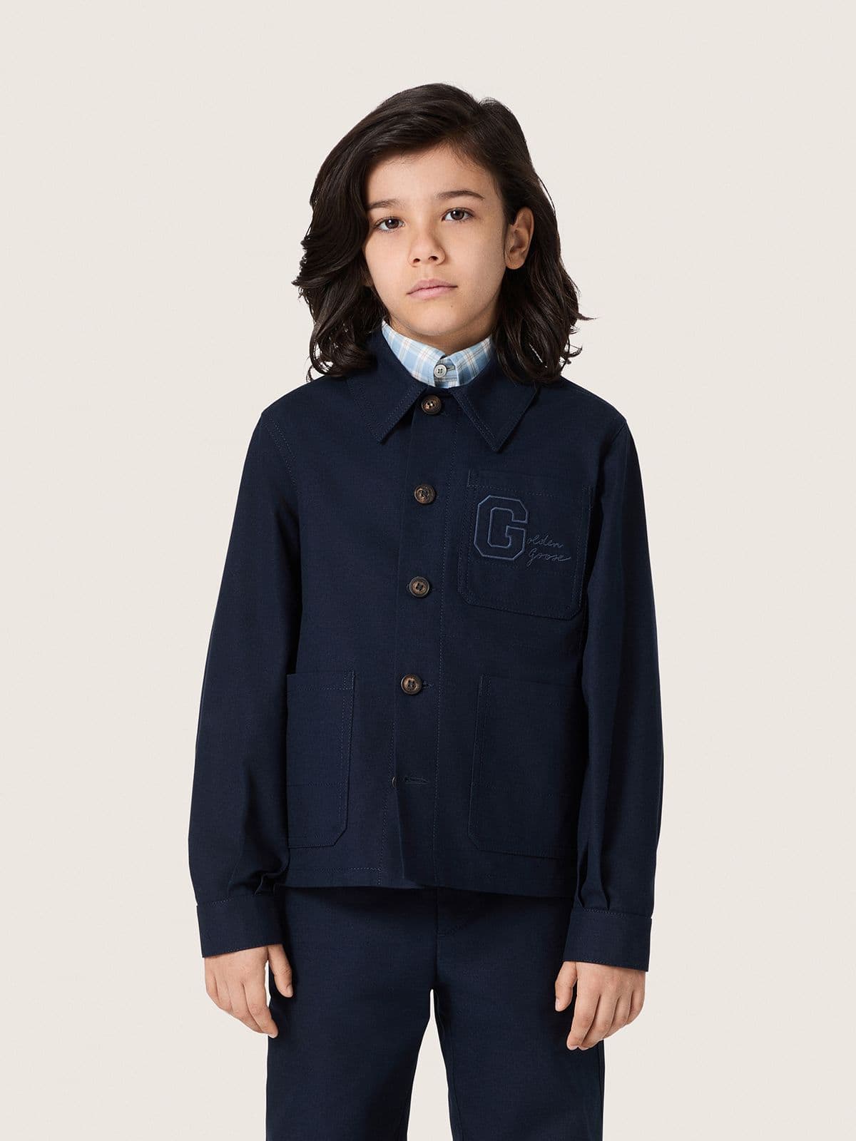 Golden Goose - Blaues Unisex-Hemd Journey aus Baumwollcanvas mit Sticklogo in 