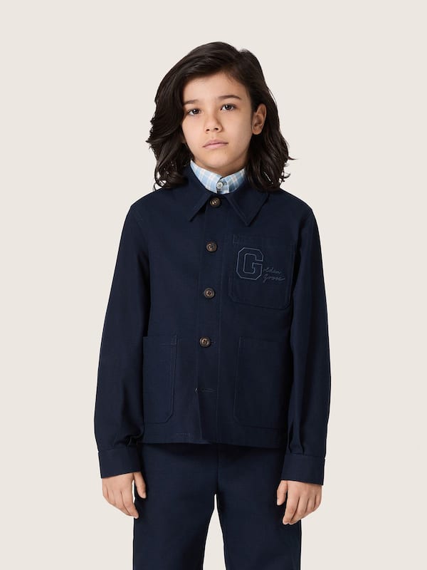 Golden Goose - Journey unisex shirt in blue cotton canvas with embroidered logo in 