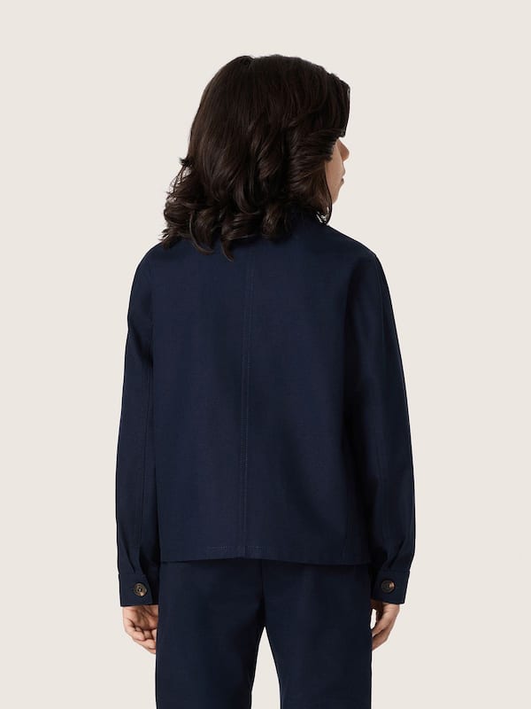 Golden Goose - Journey unisex shirt in blue cotton canvas with embroidered logo in 