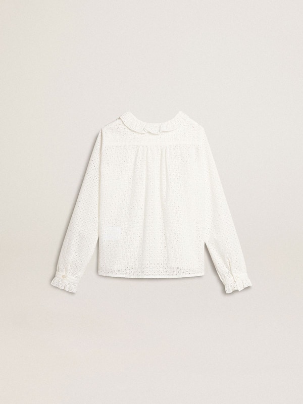 Golden Goose - Girls' white broderie anglaise cotton shirt in 