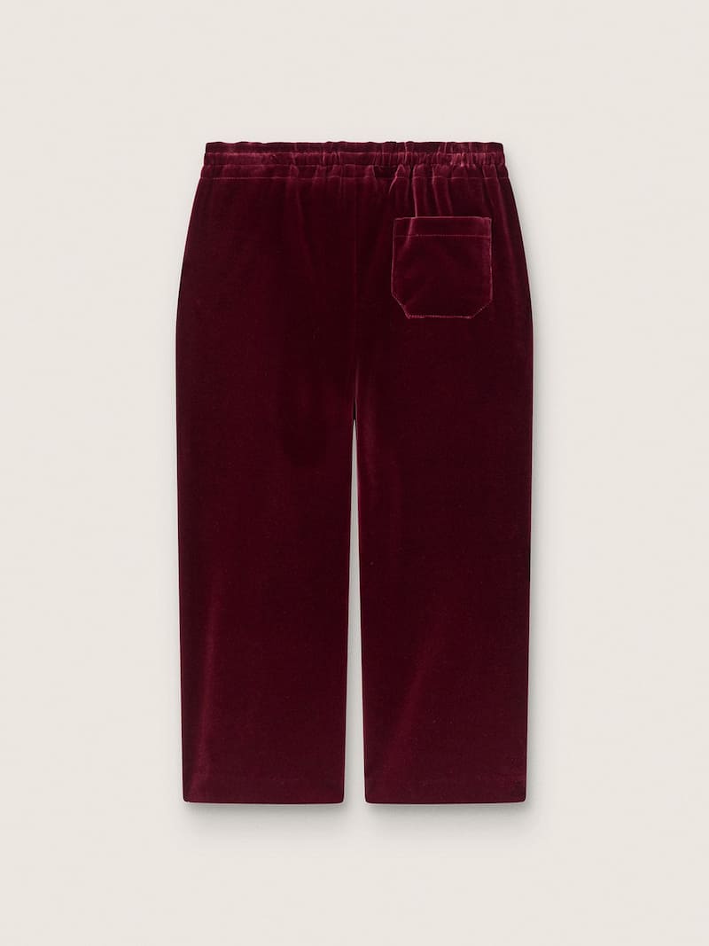 Golden Goose - Bordeauxfarbene M&auml;dchenhose in Samtoptik mit Ges&auml;&szlig;tasche in 