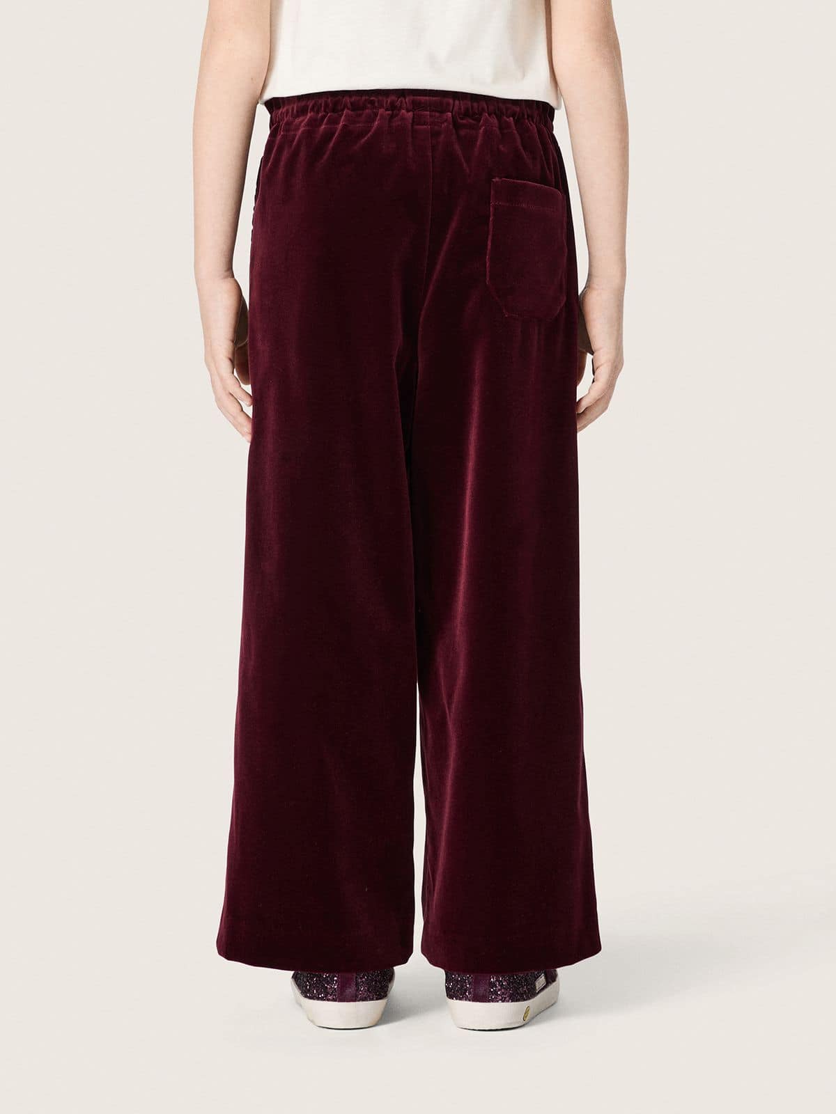 Golden Goose - Girls’ burgundy velvet-effect pants with rear pocket in 