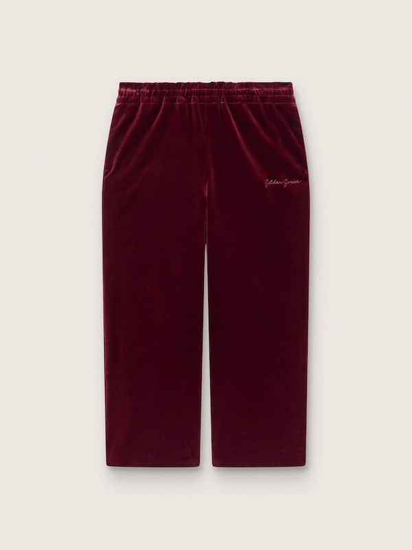 Golden Goose - Girls’ burgundy velvet-effect pants with rear pocket in 