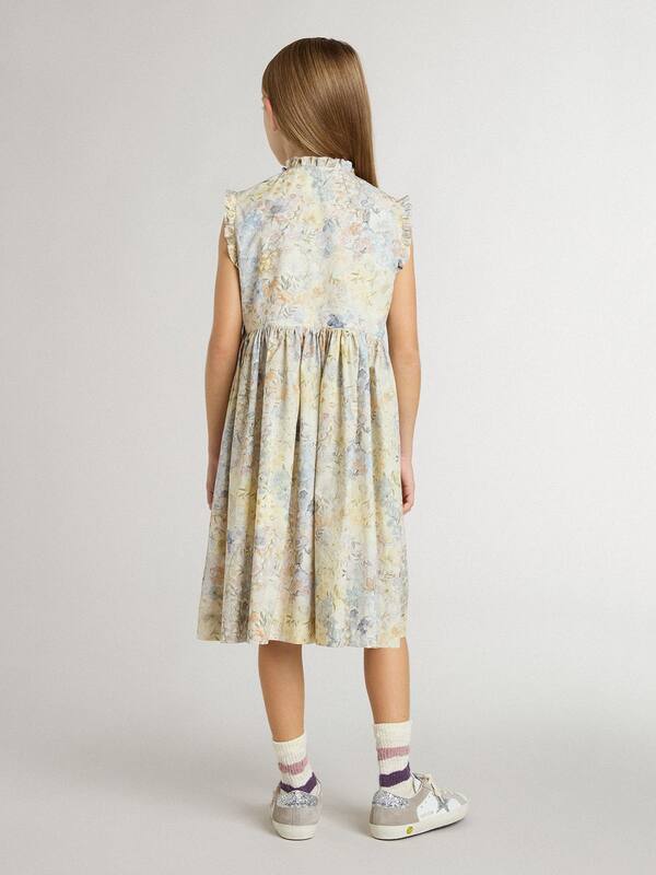 Golden Goose - Girls' cotton midi dress with multicolor floral print  in 