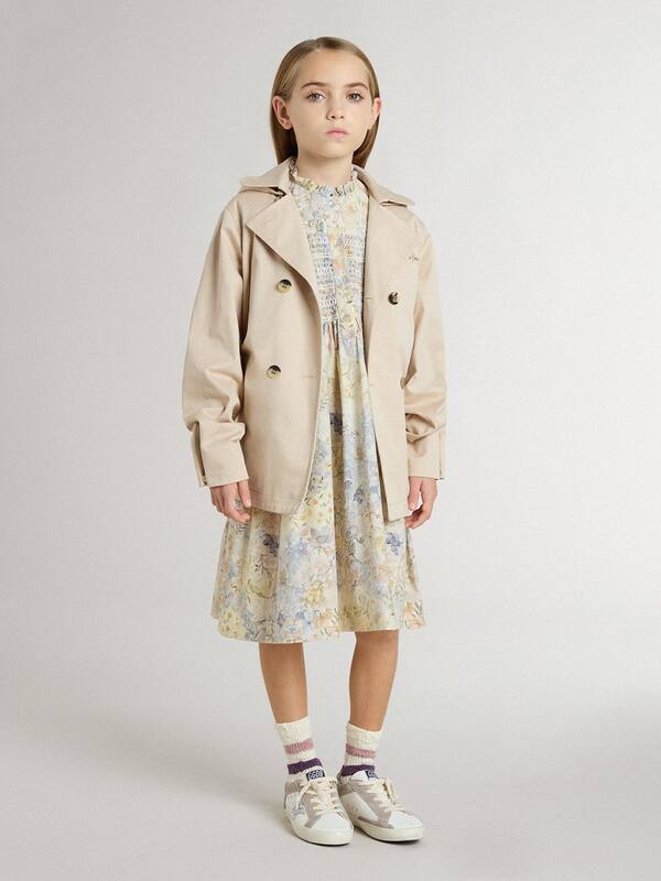 Golden Goose - Girls' cotton midi dress with multicolor floral print  in 