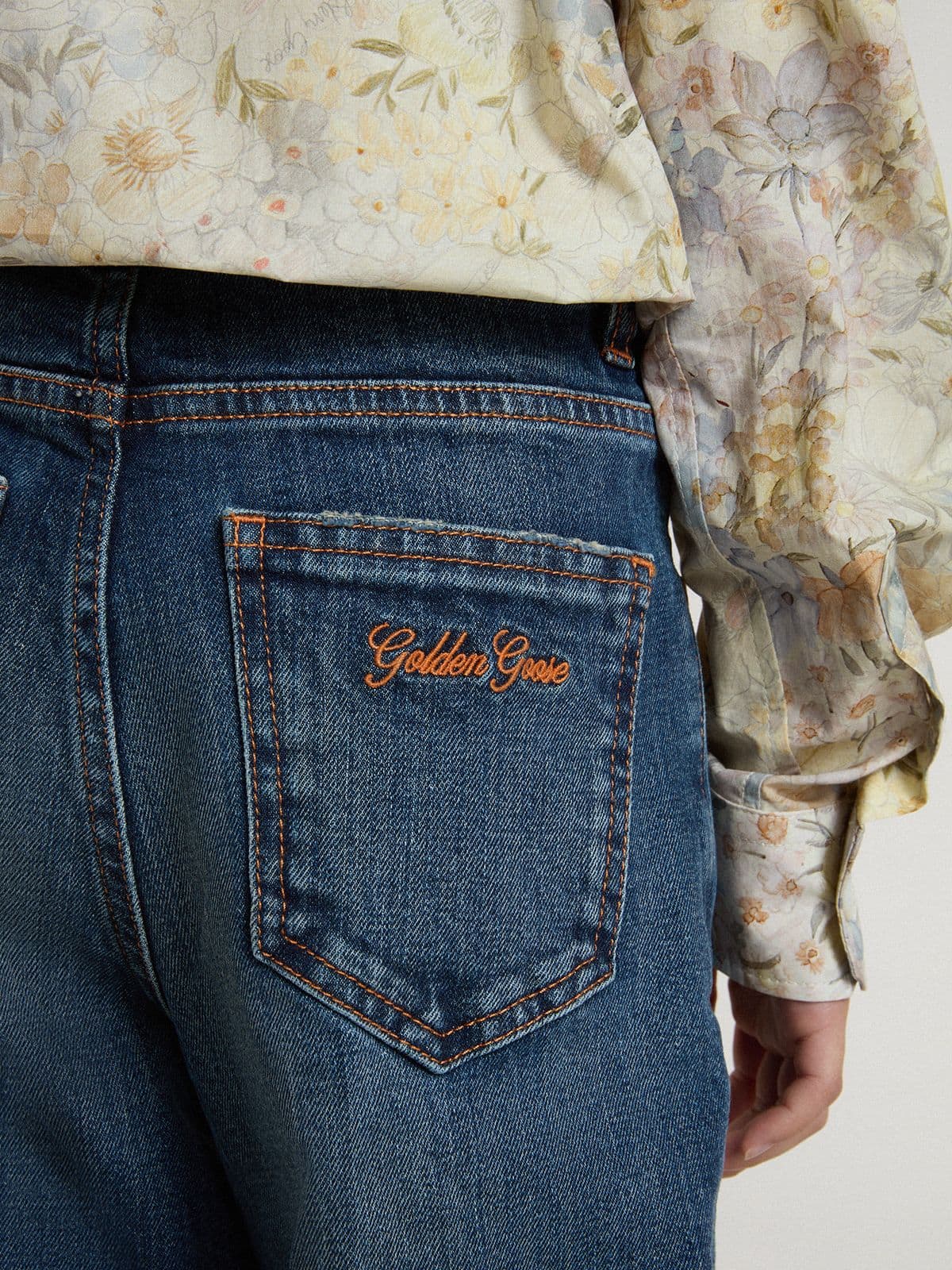 Golden Goose - Vaqueros bootcut de niña con lavado medio y bordado in 