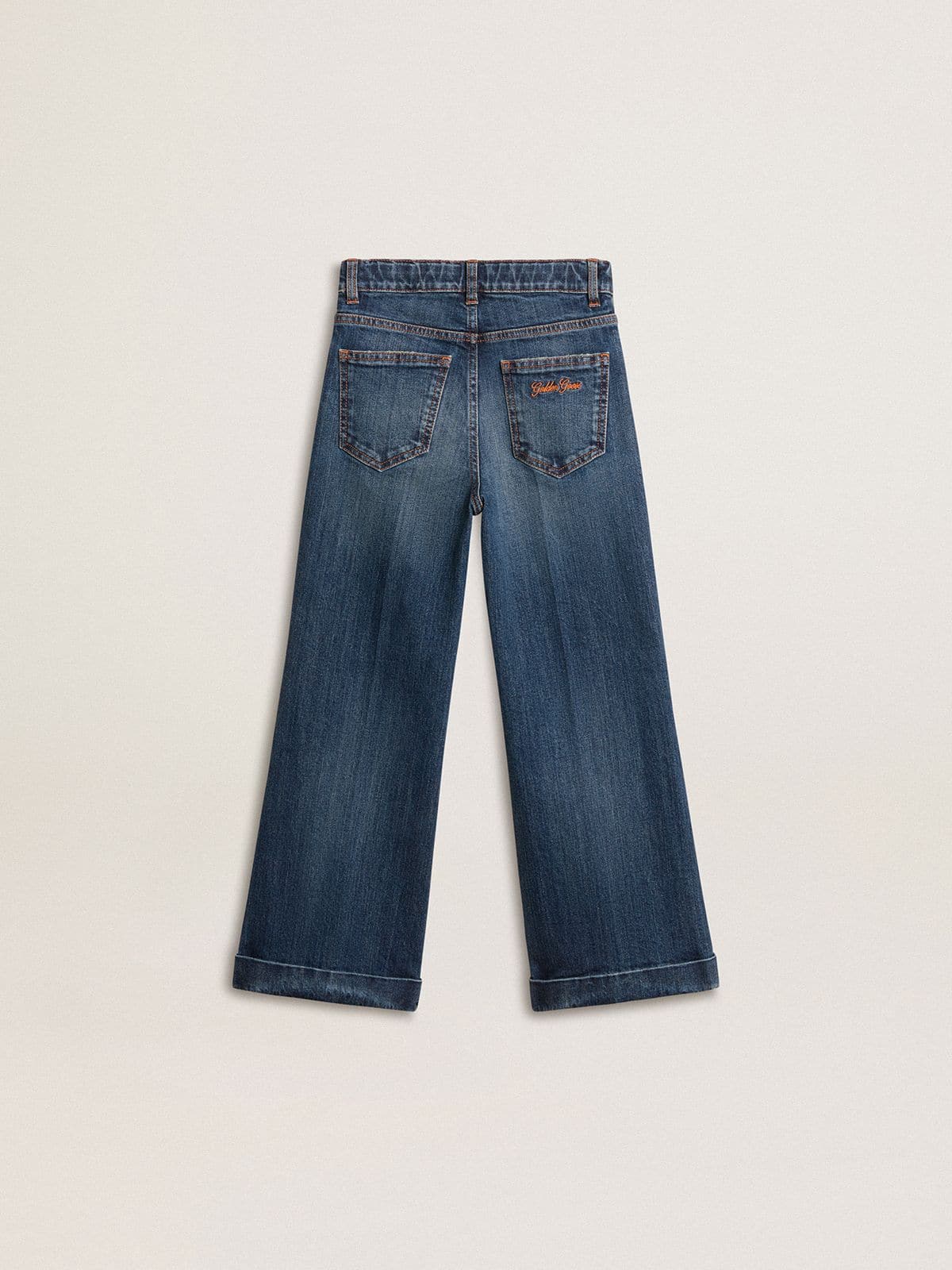 Golden Goose - Vaqueros bootcut de niña con lavado medio y bordado in 