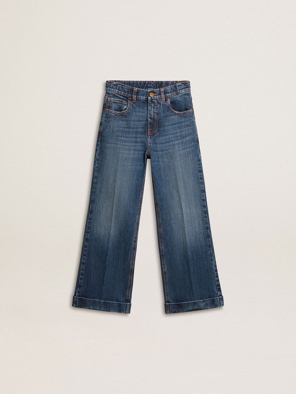 Golden Goose - Vaqueros bootcut de niña con lavado medio y bordado in 