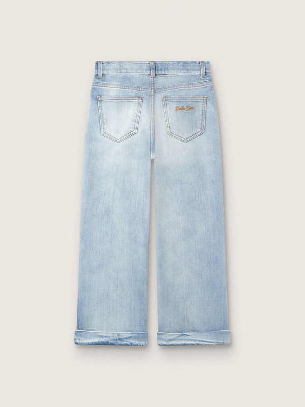 Jeans bootcut da Bambina Golden in denim azzurro con logo ricamato