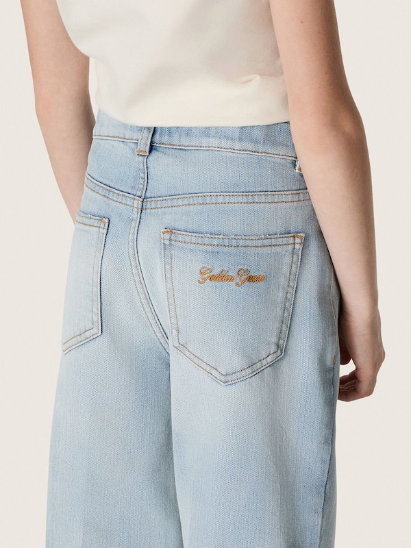 Golden Goose - M&auml;dchen-Bootcutjeans Golden aus azurblauem Denim mit Sticklogo in 