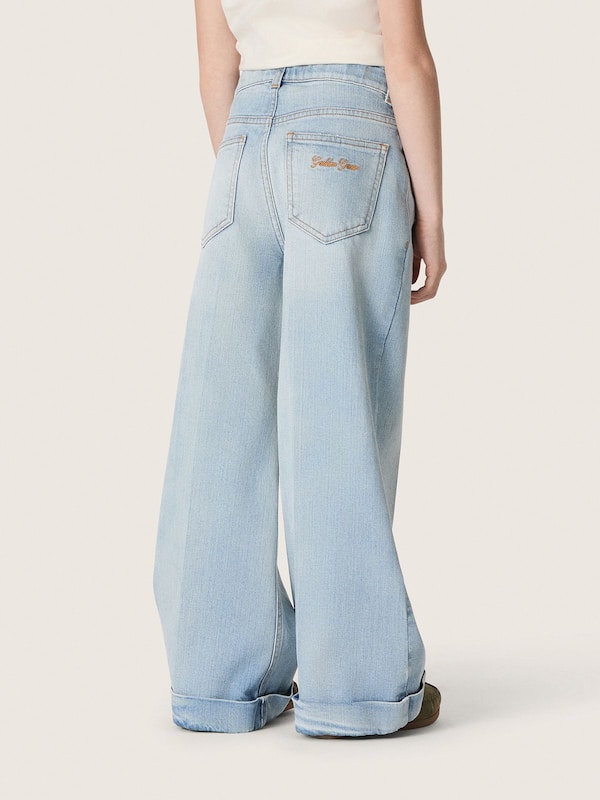 Golden Goose - M&auml;dchen-Bootcutjeans Golden aus azurblauem Denim mit Sticklogo in 